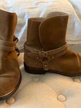 UGG Chestnut Brown Suede Ankle Boots with Buckle Detail